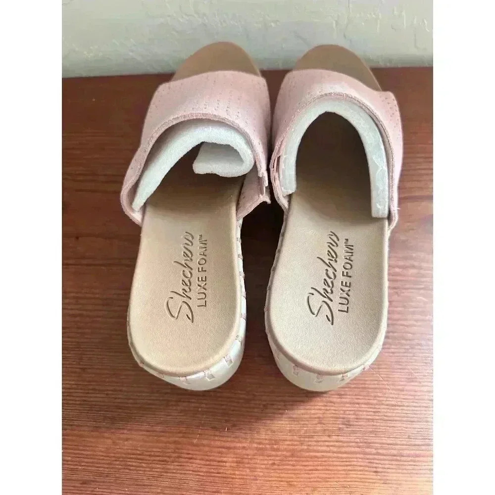 Skechers Womens Urban Escape Luxe Foam Pink Perforated Wedge Sandals Size 11 - Picture 11 of 13